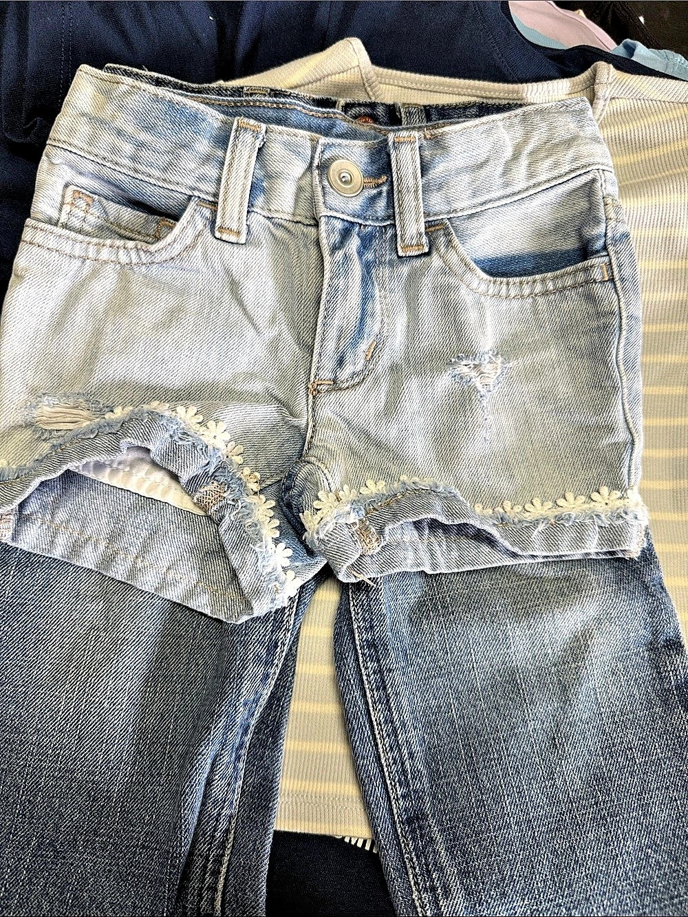 The Children's Place Girls Daisy Denim Skimmer Shorts Blue